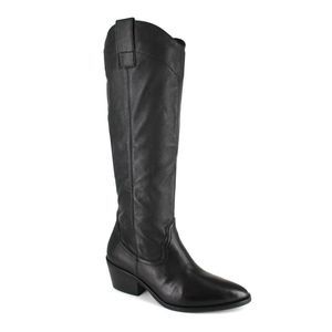 ARTISAN BY ZIGI Womens Black Alivia Almond Block Heel Leather Western Boot 7 M